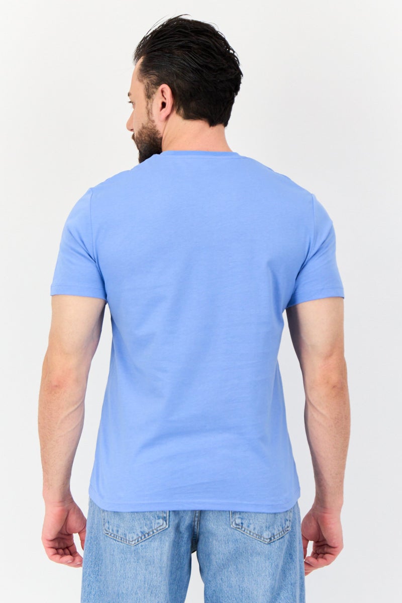 Celio Men Crew Neck Short Sleeve Graphic Print T-Shirt, Blue - Image 4